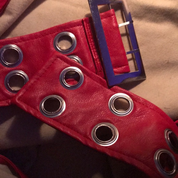 Multiverse red leather grommet belt jacket - Picture 6 of 8
